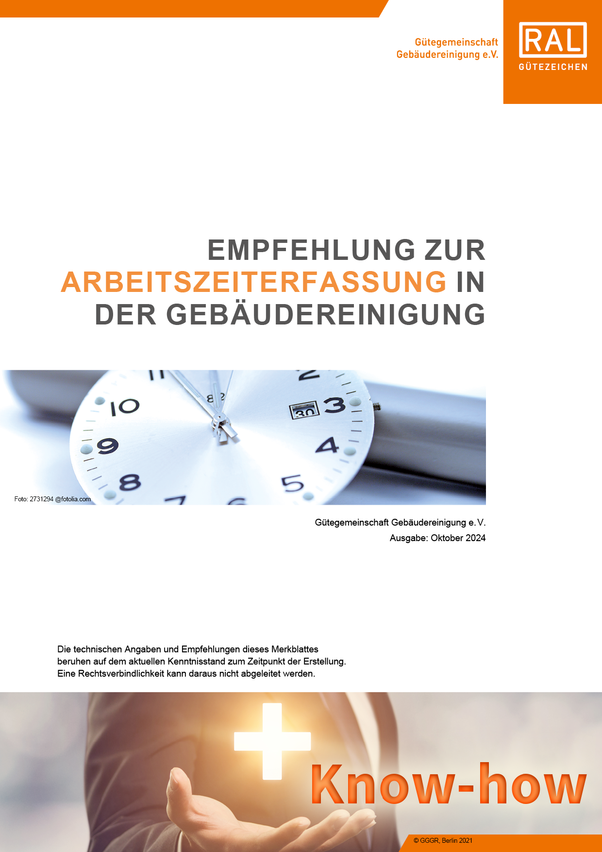 Titelbild des RAL Merkblatts zur Arbeitszeiterfassung
