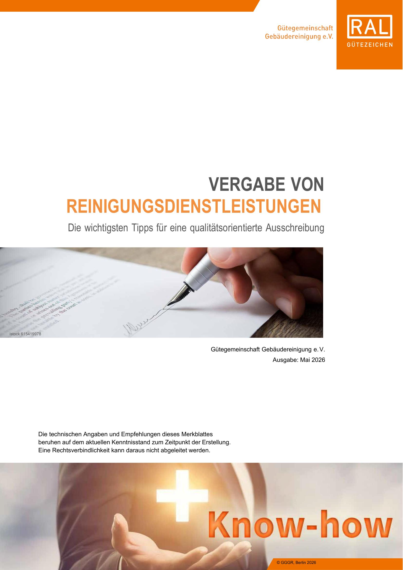 Merkblatt zur Vergabe von Reinigungsdienstleistungen